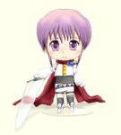  angelous_lazward chibi imageboard_colors lowres male_focus nendoroid oekaki original purple_hair scarf solo sword weapon yagisaka_seto 