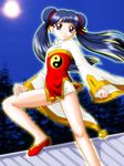  bell cardcaptor_sakura chinese_clothes d-ten double_bun flat_chest jingle_bell li_meiling moon solo twintails yin_yang 