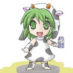  animal_ears animal_print artist_request chibi copyright_request cow_ears cow_girl cow_print lowres milk milk_carton oekaki solo 