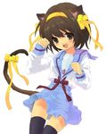  animal_ears blue_sailor_collar cat_ears kita_high_school_uniform sailor_collar school_uniform serafuku solo suzumiya_haruhi suzumiya_haruhi_no_yuuutsu tail thighhighs tomako zettai_ryouiki 