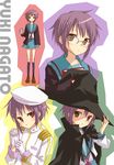  blue_sailor_collar cape glasses hat hijiki_(hijikini) kita_high_school_uniform military military_uniform multiple_views nagato_yuki sailor_collar school_uniform serafuku suzumiya_haruhi_no_yuuutsu the_day_of_sagittarius uniform witch witch_hat 