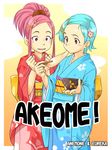  akeome anemone_(eureka_seven) eureka eureka_seven eureka_seven_(series) furisode happy_new_year japanese_clothes kimono mannen_hitsu multiple_girls new_year 