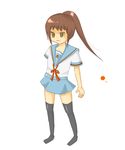  artist_request blue_sailor_collar genderswap genderswap_(mtf) kita_high_school_uniform kyon kyonko ponytail sailor_collar school_uniform serafuku solo suzumiya_haruhi_no_yuuutsu thighhighs 