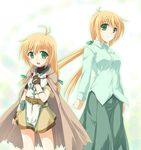  belt cape dress_shirt dual_persona genderswap genderswap_(mtf) green_ribbon hair_ribbon kusakami_akira long_skirt low_twintails lyrical_nanoha mahou_shoujo_lyrical_nanoha mahou_shoujo_lyrical_nanoha_strikers ribbon shirt skirt time_paradox twintails yuuno_scrya 