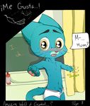  blue_fur blush cat cub dialog english_text feline fur gumball_watterson male mammal penis solo text the_amazing_world_of_gumball uncut underwear vanishingpoint young 