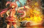  :3 audi bike_shorts bow car choker city cure_happy dress fire frills ground_vehicle hair_between_eyes hand_on_hip hoshizora_miyuki lm7_(op-center) long_hair looking_at_viewer magical_girl motor_vehicle outstretched_arm pink_bow pink_choker pink_hair pink_shorts pink_skirt precure shorts skirt smile smile_precure! solo tiara traffic_light v-shaped_eyebrows very_long_hair 