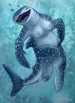  anthro breasts caribou_(artist) carpet_shark female fin fish marine non-mammal_breasts open_mouth shark solo tongue whale_shark 