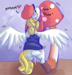  &lt;3 blonde_hair blush butt cutie_mark equine eyes_closed female feral friendship_is_magic fur hair hat legwear licking mammal mario_bros mushroom my_little_pony ninjaham nintendo open_mouth pegasus ponilove pussy_juice saliva solo stockings surprise surprise_(mlp) text tongue video_games white_fur wings 