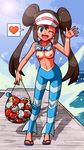  breasts cosplay fishnet fishnets highres mei_(pokemon) nipples poke_ball pokeball pokemon pokemon_(game) pokemon_bw2 rorretsim sandals shizui sunburn tan topless white2 