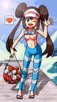  breasts cosplay fishnet fishnets highres mei_(pokemon) poke_ball pokeball pokemon pokemon_(game) pokemon_bw2 rorretsim sandals shizui topless white2 