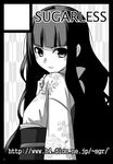  bangs black_border blunt_bangs border circle_cut floral_print greyscale itoshiki_rin japanese_clothes kimono looking_at_viewer monochrome sayonara_zetsubou_sensei solo sugar_(sugarless) upper_body watermark web_address yagasuri 