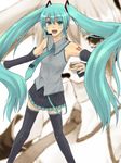  aqua_hair hatsune_miku ikko long_hair solo thighhighs twintails very_long_hair vocaloid 