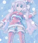  artist_request capelet christmas copyright_request hat lowres oekaki red_capelet santa_costume santa_hat snow snowing solo thighhighs 