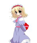  alice_margatroid blonde_hair blush box capelet hairband heart-shaped_box muuba short_hair solo touhou valentine white_capelet 