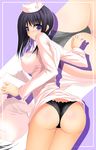  ass black_hair black_panties blush breasts huge_breasts nakano_sora nurse original panties solo standing underwear 