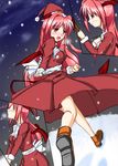  artist_request christmas hat head_wings koakuma long_hair multiple_views santa_costume santa_hat touhou wings 