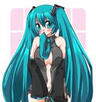  blue_hair blush hatsune_miku long_hair mouth_hold p-inky solo twintails very_long_hair vocaloid 