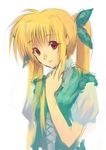  blonde_hair fate_testarossa hands kichiroku long_hair lyrical_nanoha mahou_shoujo_lyrical_nanoha red_eyes sketch smile solo twintails 