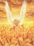  angel happy highres laughing nature original outdoors sakazaki_sakura scan scenery solo wings 