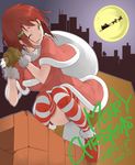 christmas original santa_costume solo striped striped_legwear thighhighs yamamoto_enji 