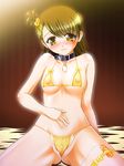  ami_futami bdsm blush bra breasts collar futami_ami idolmaster nakano_kinzan nipples panties see-through slave underwear vibrator 