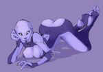  2011 alien ass_up breasts butt female humanoid looking_at_viewer mandibles mass_effect nipples not_furry plain_background pose purple_nipples purple_skin quarian rikona solo tali&#039;zorah_nar_rayya white_eyes 