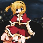  alice_margatroid blonde_hair capelet christmas futami_yayoi hairband red_capelet santa_costume short_hair solo touhou 