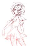  gradient higurashi_no_naku_koro_ni houjou_satoko ico_(pekoguest) monochrome pantyhose red sketch solo 