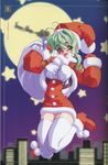  absurdres christmas copyright_request full_body highres magaki_ryouta moon santa_costume scan solo thighhighs zettai_ryouiki 