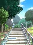  cloud copyright_request day grass no_humans scenery sky stairs tree 