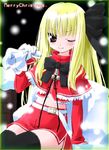  capelet christmas noto_(soranoto) original santa_costume solo thighhighs 