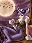  antennae bee bee_girl breasts bug insect insect_girl kagami_hirotaka large_breasts leg_up legs long_legs monster_girl purple_eyes purple_hair q-bee solo thighs vampire_(game) wings 