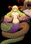  alternate_form angel_wings artist_request black_background blonde_hair breasts breath_of_fire breath_of_fire_iii censored closed_mouth collarbone feathered_wings green_eyes horns lamia long_hair looking_at_viewer medium_breasts monster_girl mosaic_censoring myria navel nude pussy scales simple_background solo source_request very_long_hair winged_arms wings 