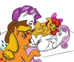  apple_bloom applejack applejack_(mlp) blonde_hair blush cowboy_hat cub cunnilingus cutie_mark equine female feral friendship_is_magic green_eyes hair hat horn horse infinityplus1 lesbian mammal my_little_pony open_mouth oral oral_sex plain_background pony pussy rarity rarity_(mlp) saliva saliva_string semi_incest sex sibling sisters sweetie_belle sweetie_belle_(mlp) tongue tongue_out unicorn vaginal young 