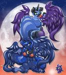  abs anthro anthrofied armor big_breasts blue_eyes blue_hair breasts butt couple crown cutie_mark duo equine female friendship_is_magic hair helmet horn long_hair mammal mane moon my_little_pony navel night nightmare_moon_(mlp) nipples nude princess princess_luna_(mlp) pubes pubic_hair pussy royalty sitting spread_legs spreading srklmsama tongue tongue_out winged_unicorn wings 