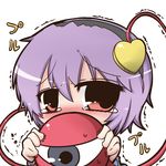  blush chibi covering_mouth dekasudachin hairband heart komeiji_satori pink_eyes purple_hair short_hair solo tears third_eye touhou trembling 