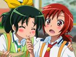  :o blush candy closed_eyes eyelashes food food_theft green_hair green_neckwear hair_ornament hair_ribbon hair_tie hairclip hino_akane_(smile_precure!) lollipop long_hair mameshiba midorikawa_nao mouth_hold multiple_girls nanairogaoka_middle_school_uniform necktie open_mouth orange_hair ponytail precure red_eyes red_hair ribbon school_uniform short_hair sleeves_rolled_up smile smile_precure! sweater_vest upper_body 