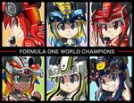  annotated bad_id bad_pixiv_id blue_eyes chibi dark_skin fernando_alonso ferrari formula_one genderswap genderswap_(mtf) green_eyes headset helmet highres jenson_button kimi_raikkonen lewis_hamilton mercedes-benz michael_schumacher miyako_(f1) multicolored_hair multiple_girls personification red_bull red_eyes renault sebastian_vettel 