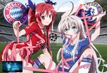  ahoge allianz_arena arms_up ass bdsm bondage bound bundesliga chelsea_fc cthugha_(nyaruko-san) derivative_work fc_bayern_munchen green_eyes grey_panties hair_ribbon haiyore!_nyaruko-san huge_ahoge kneeling kurosaki_samurai long_hair midriff mouth_hold multiple_girls navel nyarlathotep_(nyaruko-san) panties pantyshot pantyshot_(kneeling) premier_league red_eyes red_hair ribbon ribbon_bondage ribbon_in_mouth shirt silver_hair skirt skirt_set smile soccer soccer_field soccer_uniform sportswear spread_legs twintails uefa_champions_league underwear 