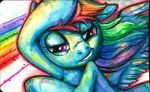  equine female feral friendship_is_magic mammal my_little_pony painting pegasus rainbow_dash_(mlp) solo traditional_media watercolor watercolour windy wings 