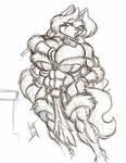  abs barbarian biceps big_breasts breasts canine choker cleavage clothed clothing dire_wolf female hair huge_breasts loincloth long_hair mammal monochrome muscles muscular_female pose sketch skimpy snowflake_frostfang solo thighs tigerblack wide_hips wolf 