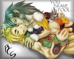  blonde_hair blood breasts buttercup_saiyan cleavage clothing crying crystal_chronicles english_text eyes_closed female final_fantasy hair male selkie selkie_(crystal_chronicles) simple_background tears text video_games 