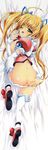  1girl ass blonde_hair breasts dakimakura highres huge_filesize long_image mahou_shoujo_kirara mitsuki_mantarou nipples panties panty_pull solo tall_image thighhighs underwear 