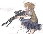  ahoge battle_rifle bipod blonde_hair gun m14 m14_(upotte!!) panties_(pantsu-pirate) rifle scope skirt solo sweater_vest upotte!! weapon 