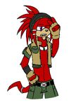  belt_buckle buckle clothing emerald fingerless_gloves fringe fur gloves headband invalid_tag jacket knuckles_the_echidna male necklace purple_eyes red_fur sega shorts solo sonic_(series) tail_ring tassles 