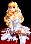  bare_shoulders bdsm blonde_hair blue_eyes bondage bound breasts bride choker cleavage copyright_request cuffs dress elbow_gloves g-string gloves handcuffs highres kanesada_keishi large_breasts lips long_hair looking_at_viewer panties slave solo source_request thighhighs thong torn_clothes underwear wedding_dress 