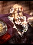  android bad_id bad_pixiv_id broad_shoulders cigar cuff_links dress_shirt forehead_jewel gloves jewelry male_focus necklace open_clothes open_shirt robot_ears rockman rockman_x scar shirt sigma solo vest white_eyes yoshi_(qawsesea) 