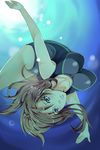  arched_back bad_id bad_pixiv_id blue_eyes brown_hair competition_swimsuit diving freediving kaeru_(ka=l) long_hair one-piece_swimsuit original solo swimming swimsuit underwater upside-down 