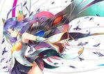  detached_sleeves flat_chest heterochromia long_hair multicolored_hair original skirt solo sts thighs 