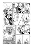  1girl ahoge aki_eda book chibi comic doujinshi glasses greyscale highres kirisame_marisa long_hair monochrome morichika_rinnosuke reading scarf short_hair touhou translated younger 